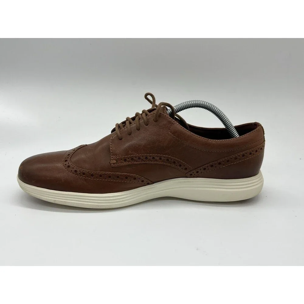 Cole Haan Grand.OS Shoes Mens Size 10 Brown Leather Wingtip Brogue Oxford C29414